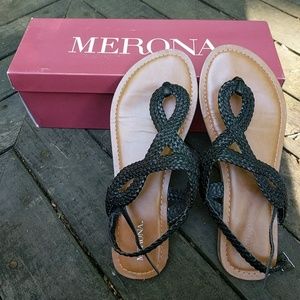 Merona Jana Sandals, Black, Size 7.5